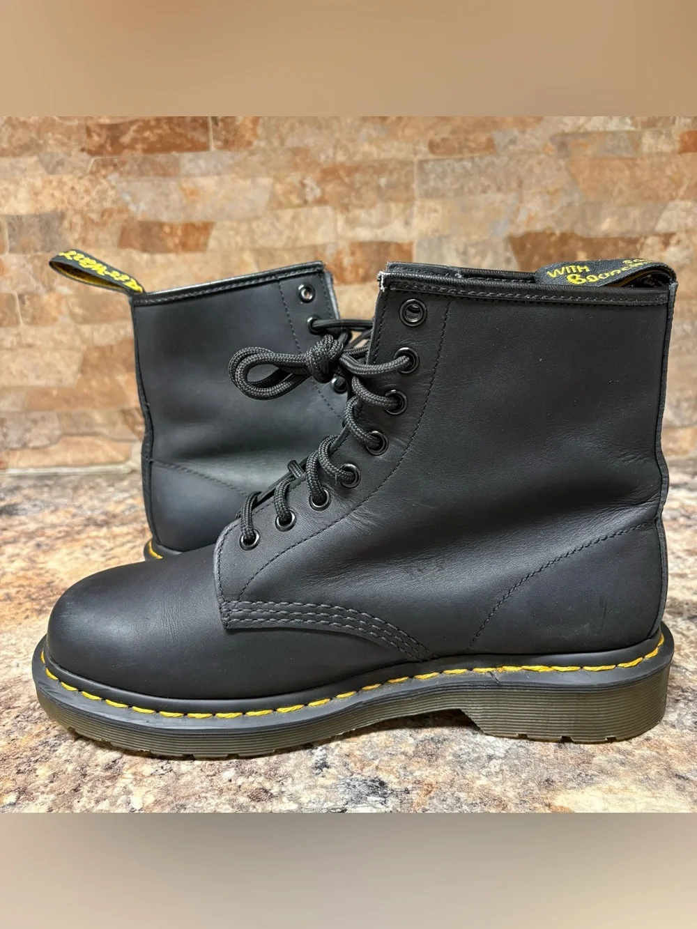 Dr Martens Black Leather Boots Mens Size 8